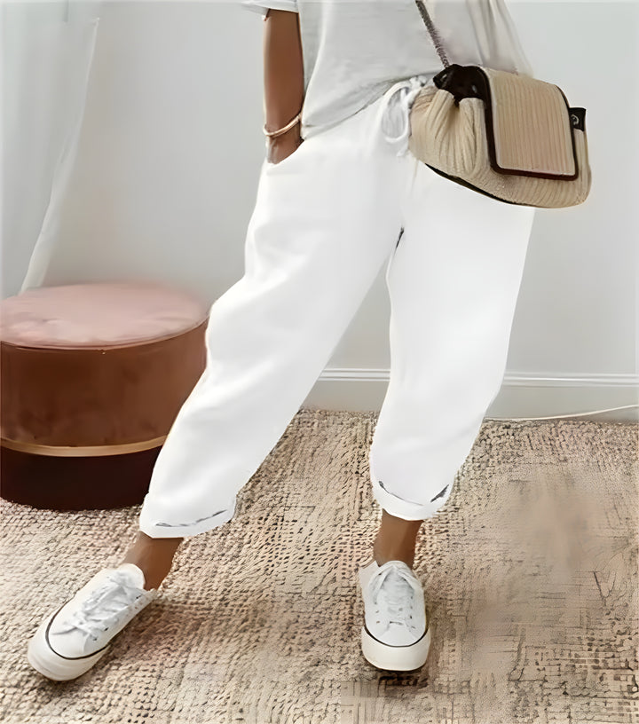 Lina | Chic breathable linen trousers beige