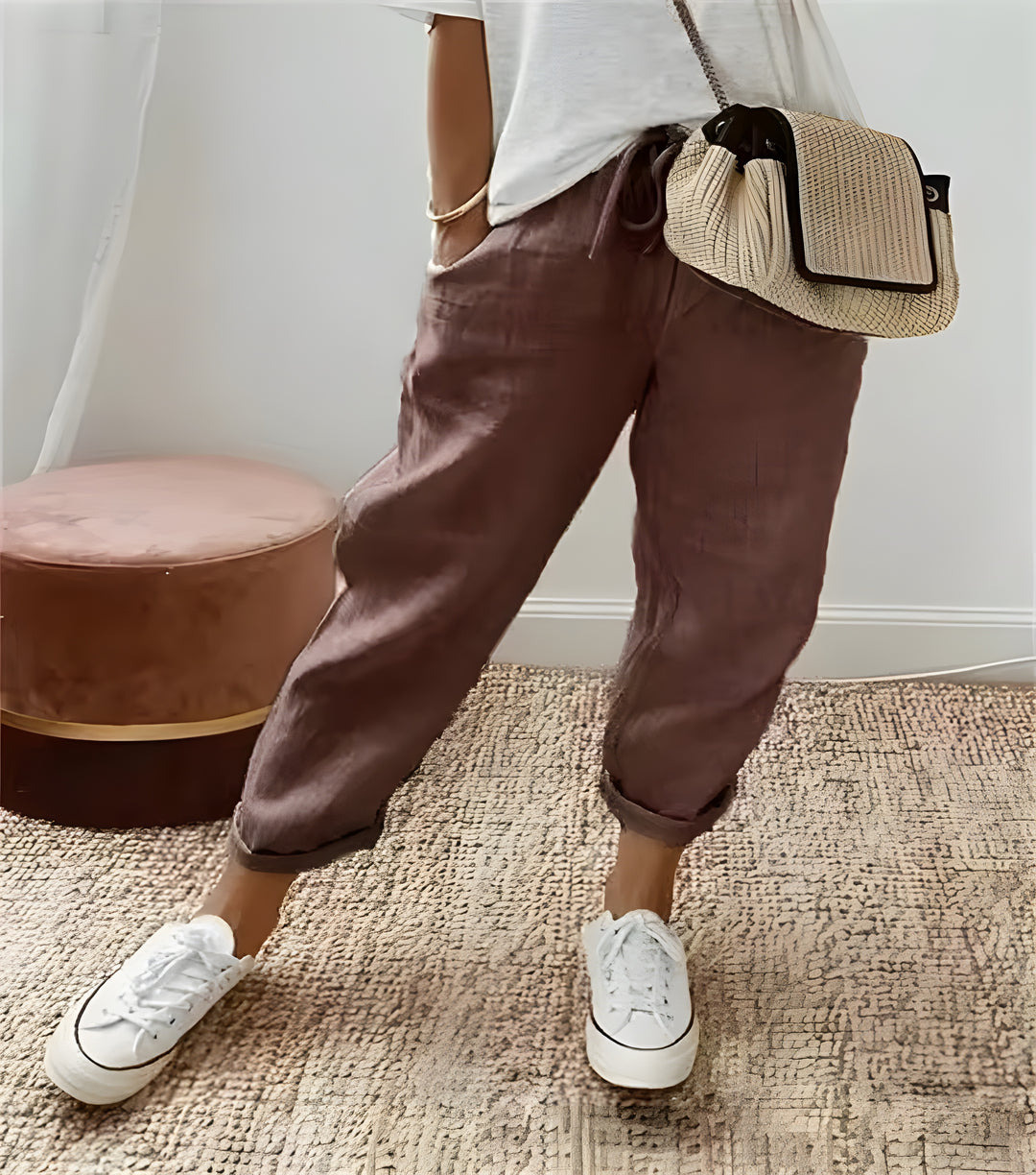 Lina | Chic breathable linen trousers beige