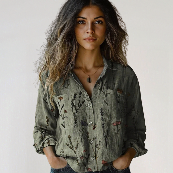 Natalia | Vintage Cotton Long Sleeve Shirt