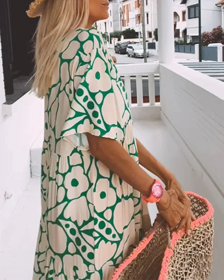 Hayden | Summer Long Dress with Flowing Cut and Elegant Graphic Pattern