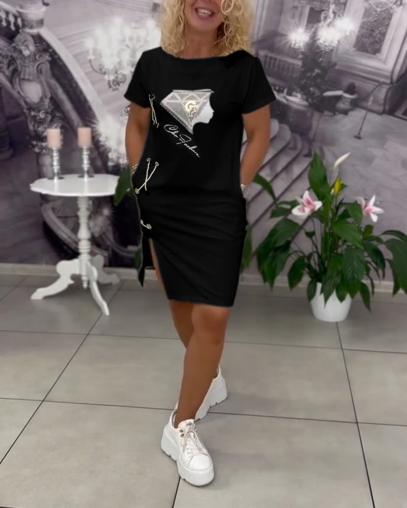 Samara Dress Printed Close-fitting Slit