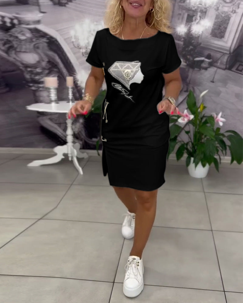 Samara Dress Printed Close-fitting Slit