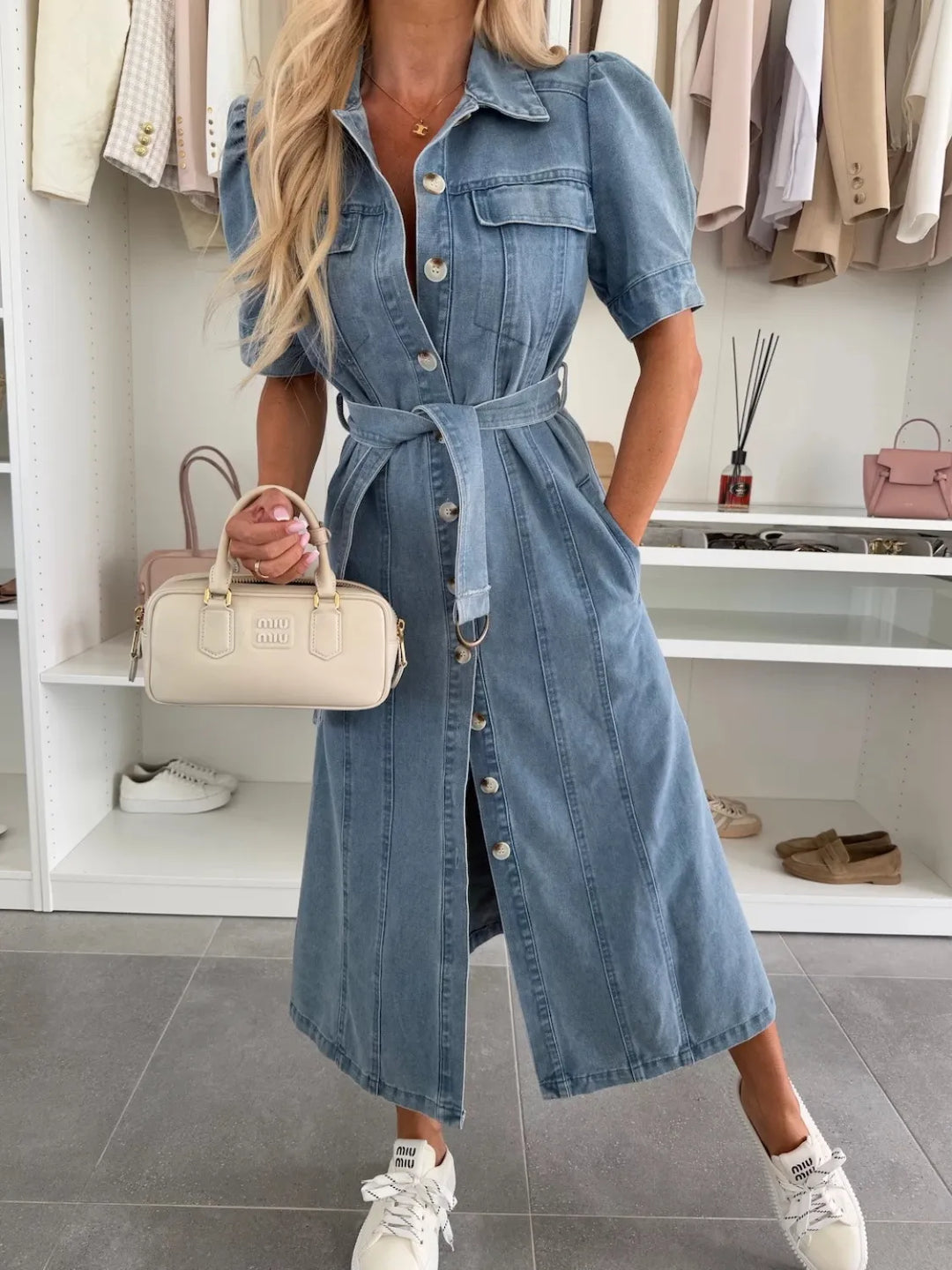 Sienna | Maxi Denim Dress with sleeves