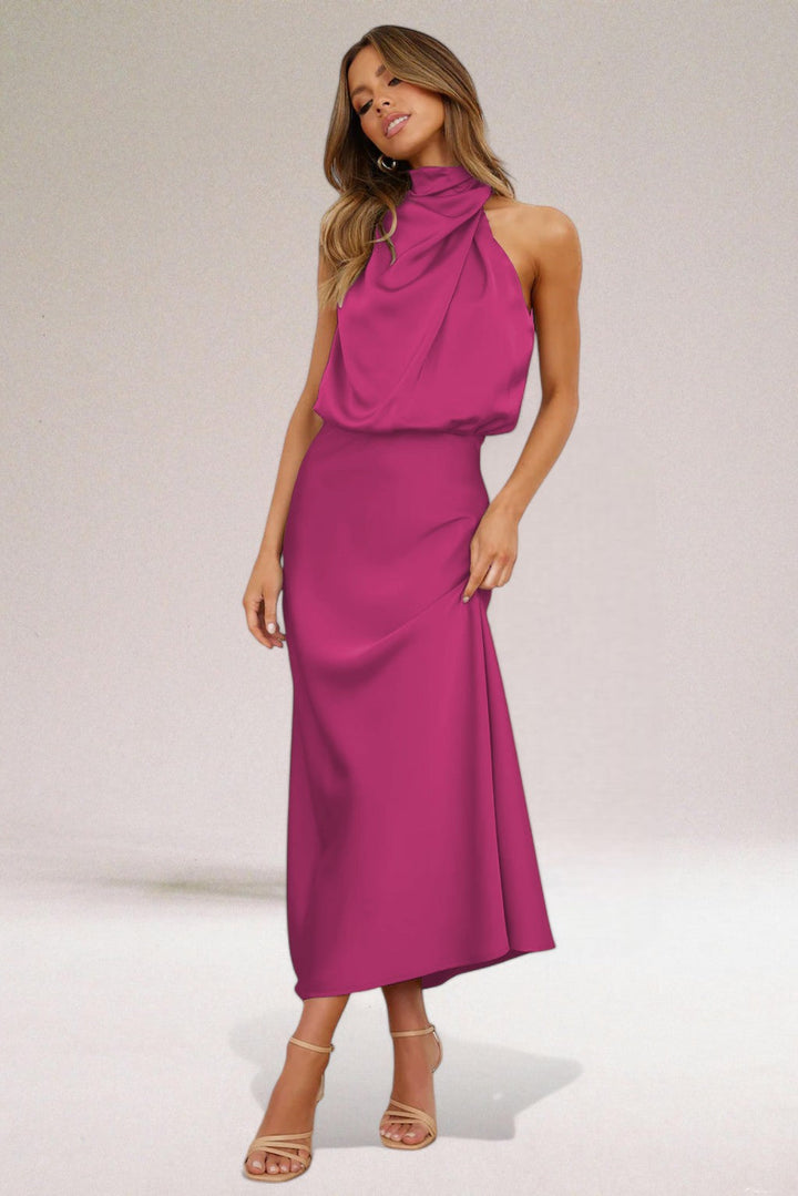 Alma | Glamorous satin dress with halter