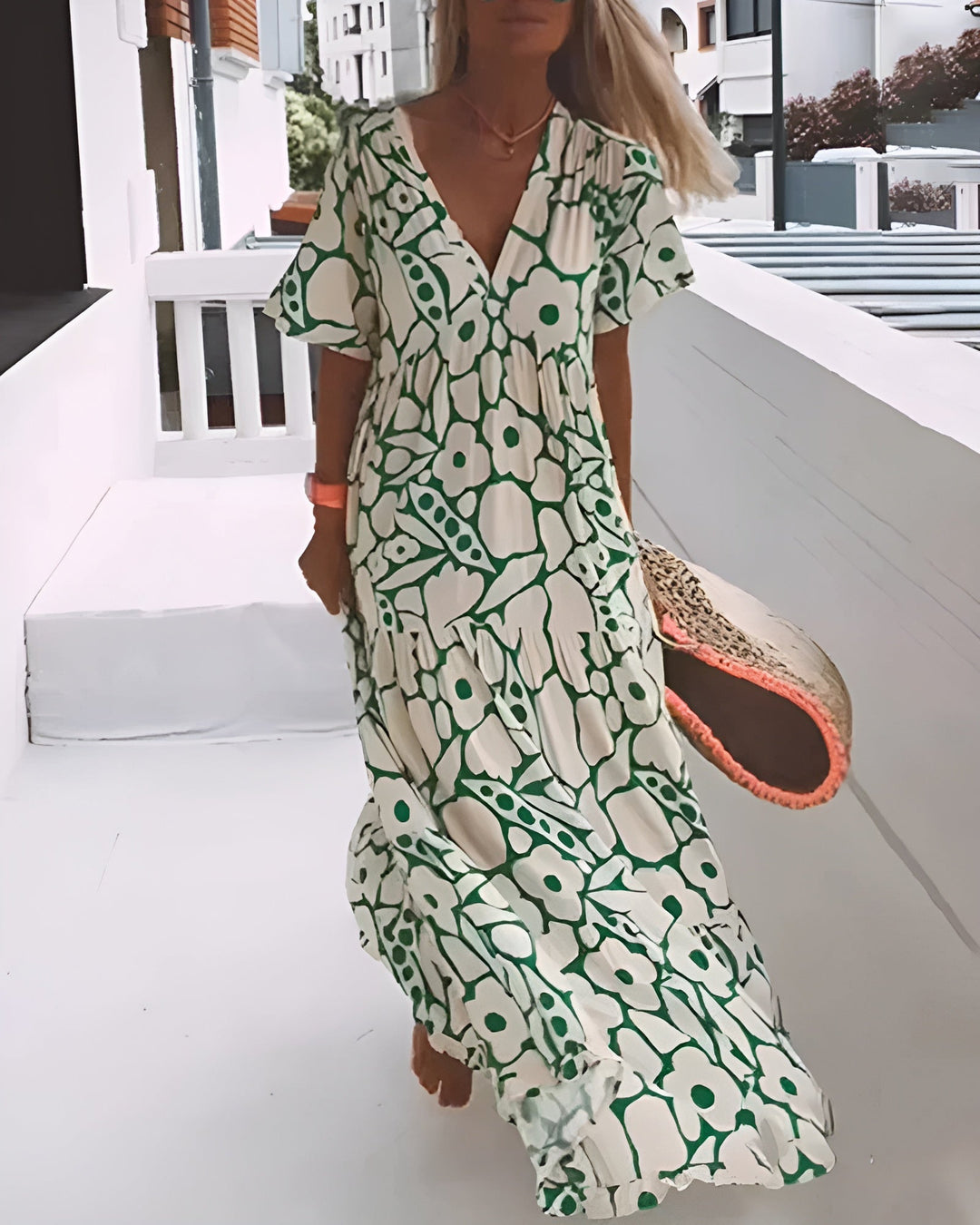 Hayden | Summer Long Dress with Flowing Cut and Elegant Graphic Pattern