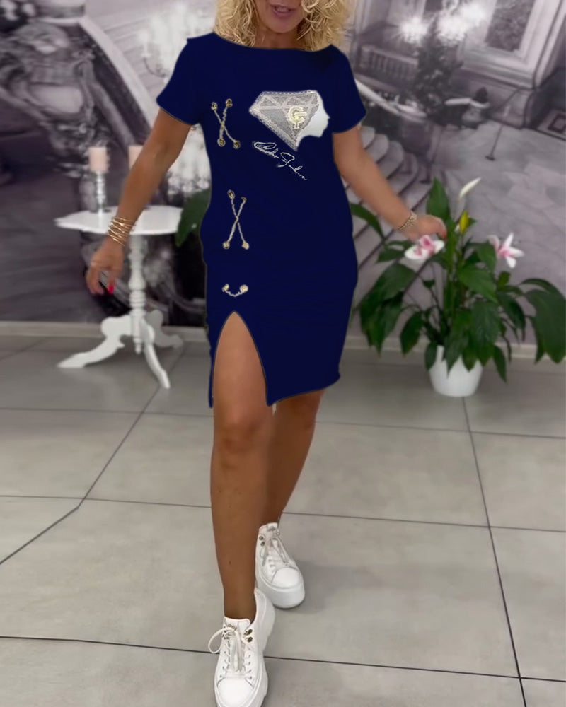 Samara Dress Printed Close-fitting Slit