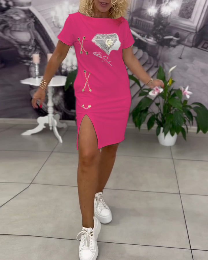 Samara Dress Printed Close-fitting Slit