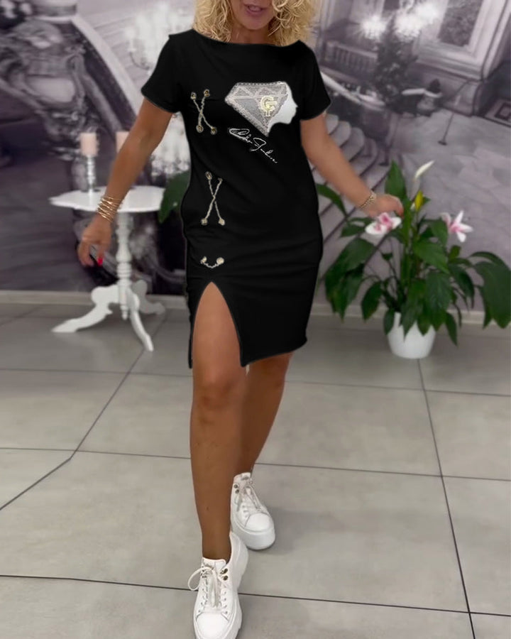 Samara Dress Printed Close-fitting Slit