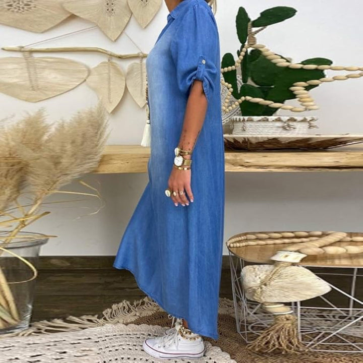 Ivanna™ | Summer V Neck Half Denim Dress