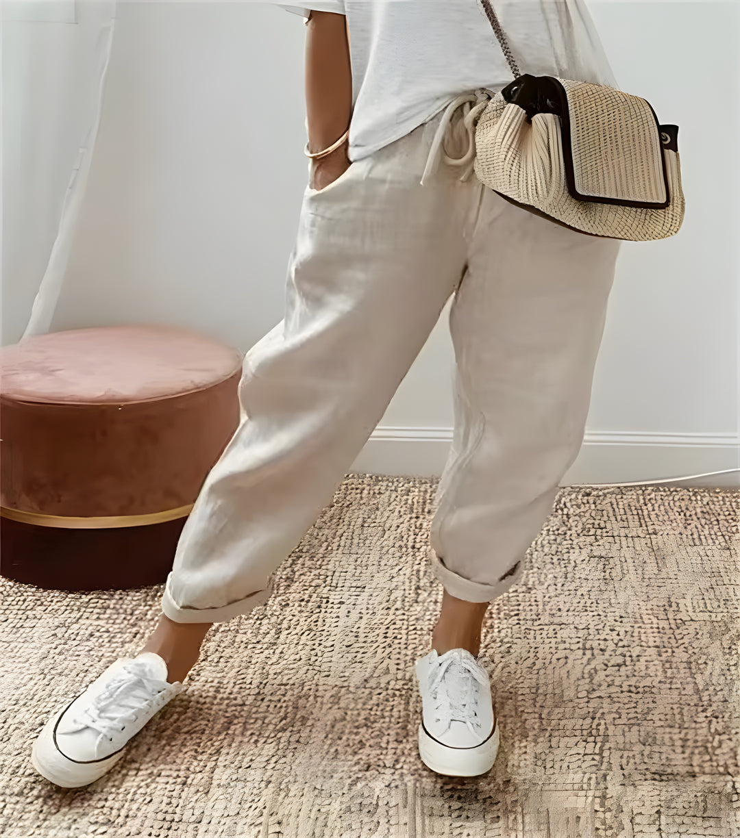 Lina | Chic breathable linen trousers beige