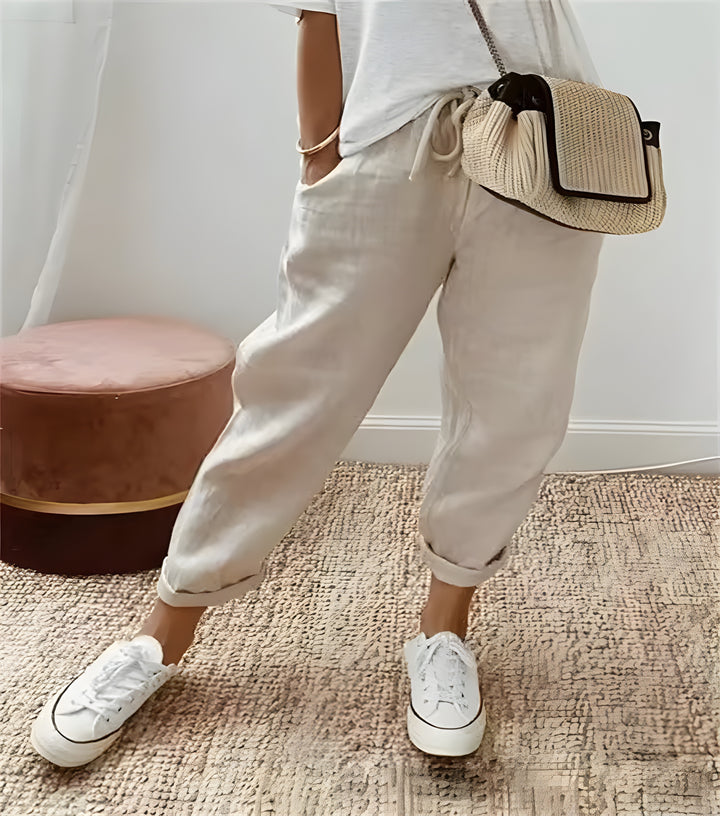Lina | Chic breathable linen trousers beige
