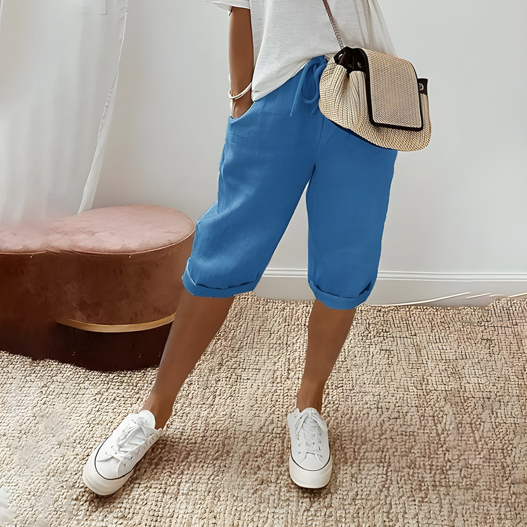 Mila | Chic breathable linen shorts yellow