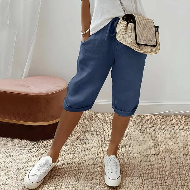 Mila | Chic breathable linen shorts yellow