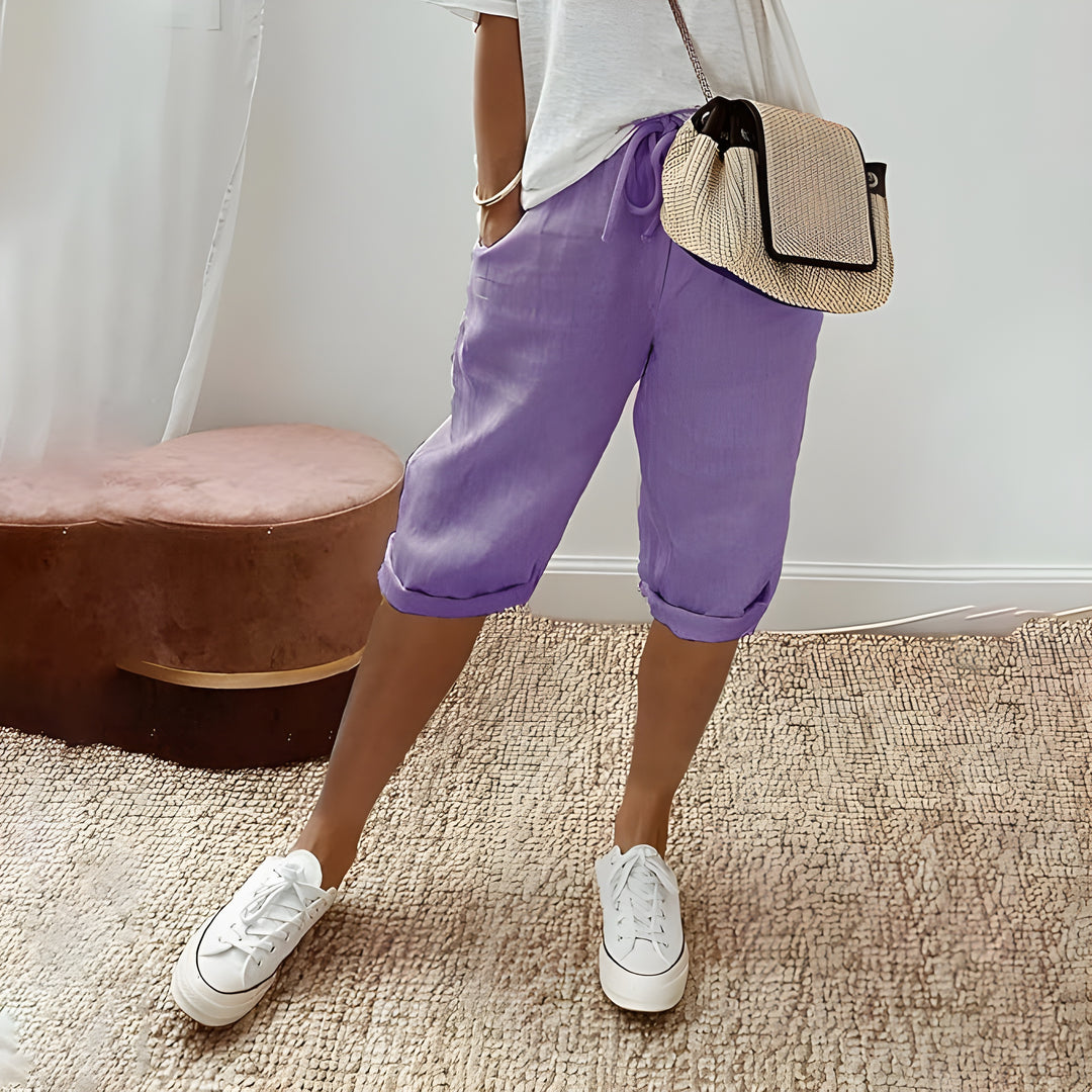 Mila | Chic breathable linen shorts yellow