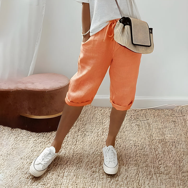 Mila | Chic breathable linen shorts yellow