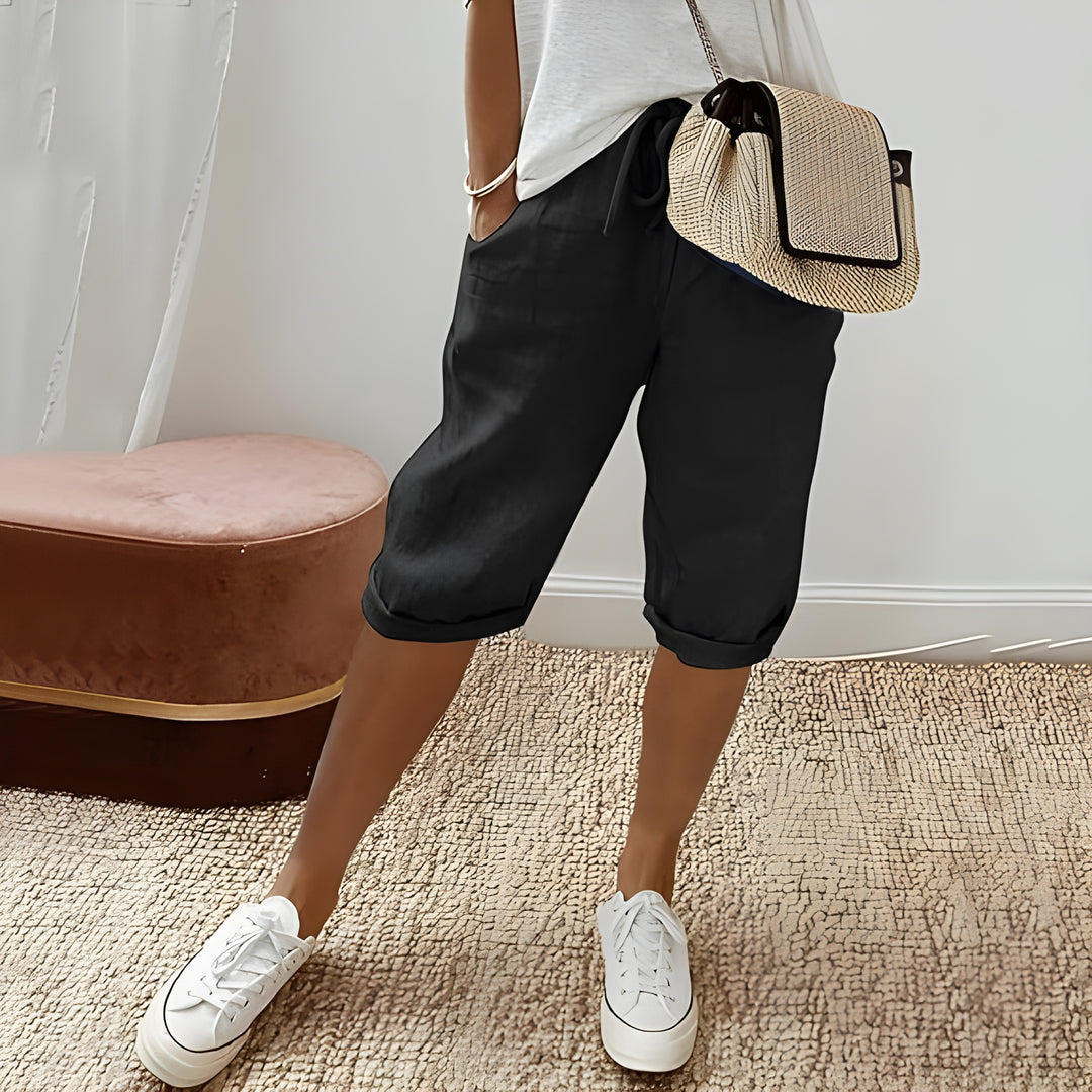 Mila | Chic breathable linen shorts yellow