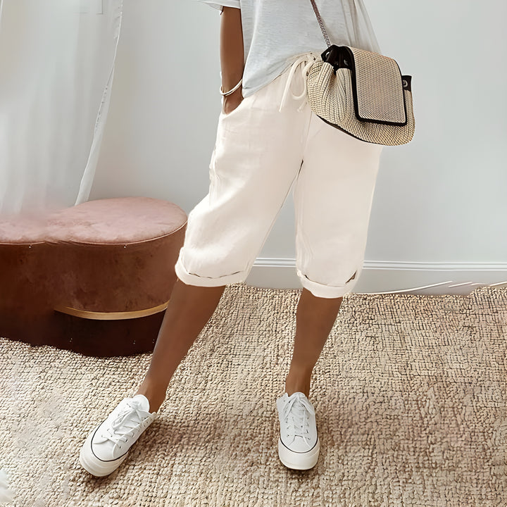 Mila | Chic breathable linen shorts yellow