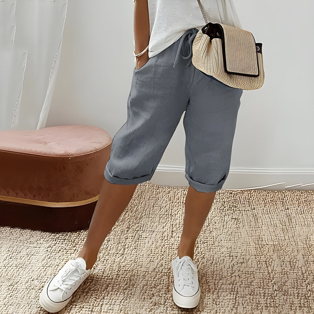 Mila | Chic breathable linen shorts yellow