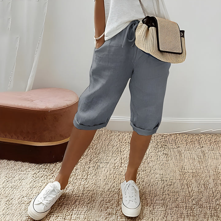 Mila | Chic breathable linen shorts yellow