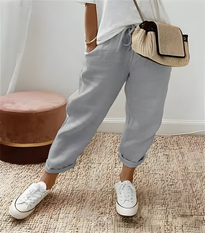 Lina | Chic breathable linen trousers beige