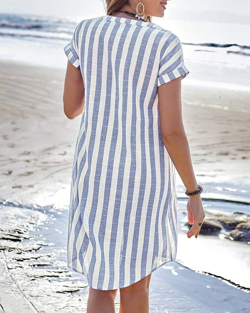 Maxine™ | Elegant Striped Shirt Dress