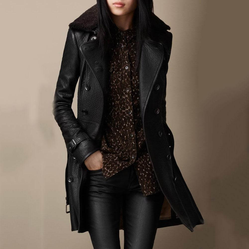 Hazzel Elegant 3/4 Leather Coat