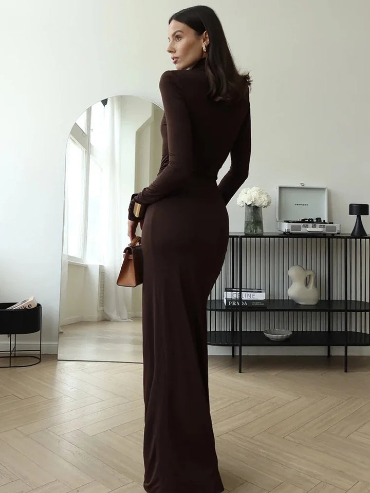 Isla/ Turtleneck Split Maxi Dress