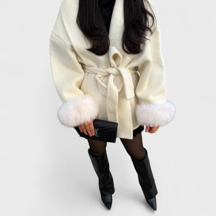 Tessa – Elegant Coat with Faux Fur Details