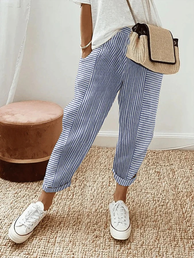 Klara | Striped trousers blue