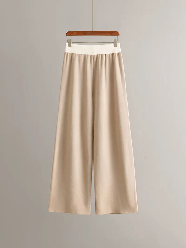 Silvia/ Elegant set consisting of long-sleeved knit top and V-neck trousers