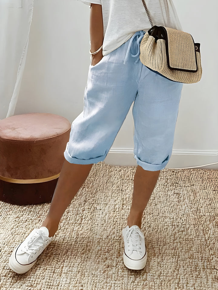 Mila | Chic breathable linen shorts yellow