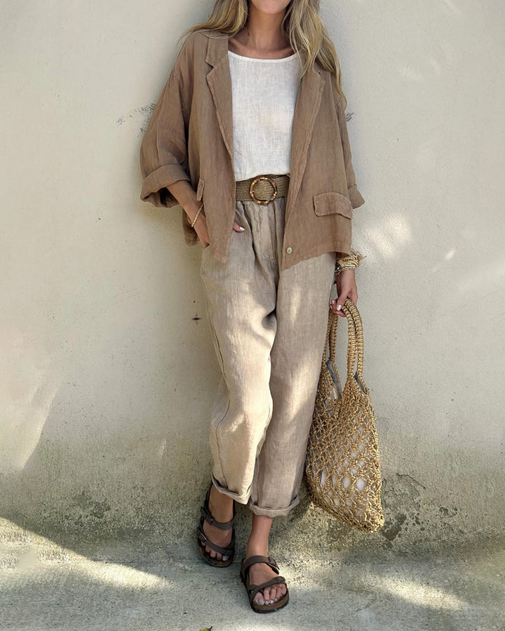 Elen - Flora Three-Piece Linen Set