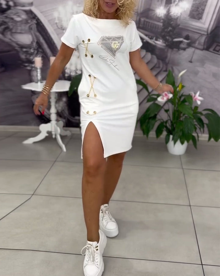 Samara Dress Printed Close-fitting Slit