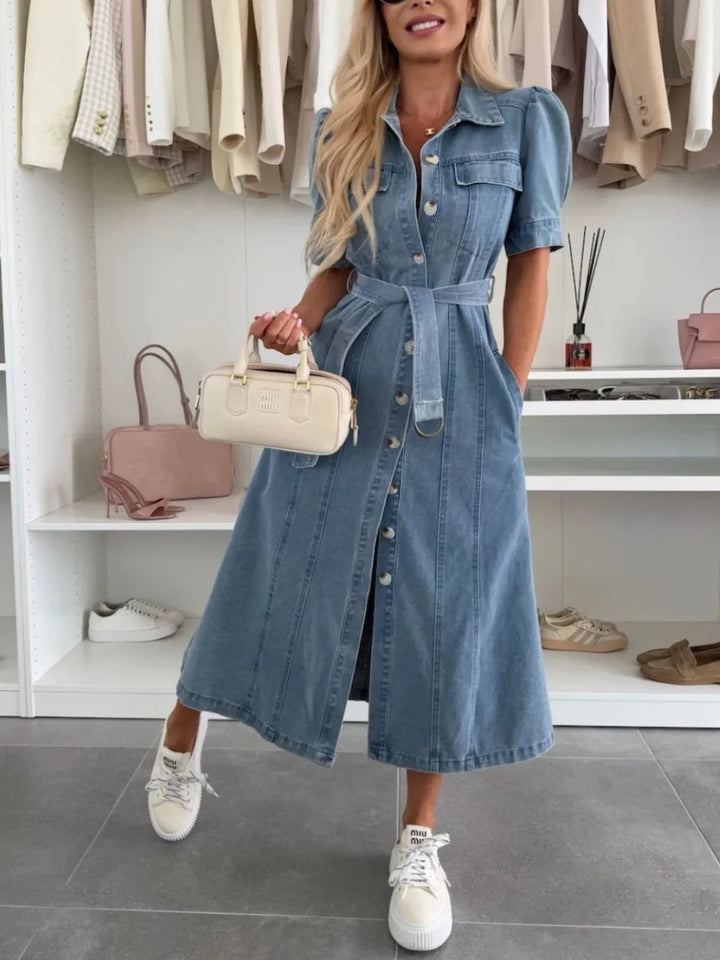 Sienna | Maxi Denim Dress with sleeves