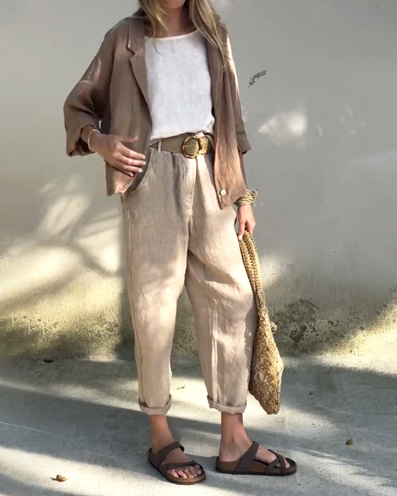 Elen - Flora Three-Piece Linen Set