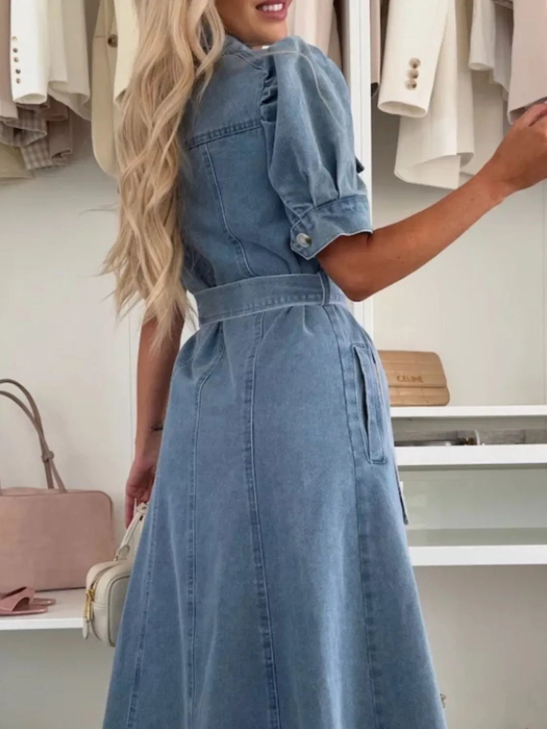 Sienna | Maxi Denim Dress with sleeves