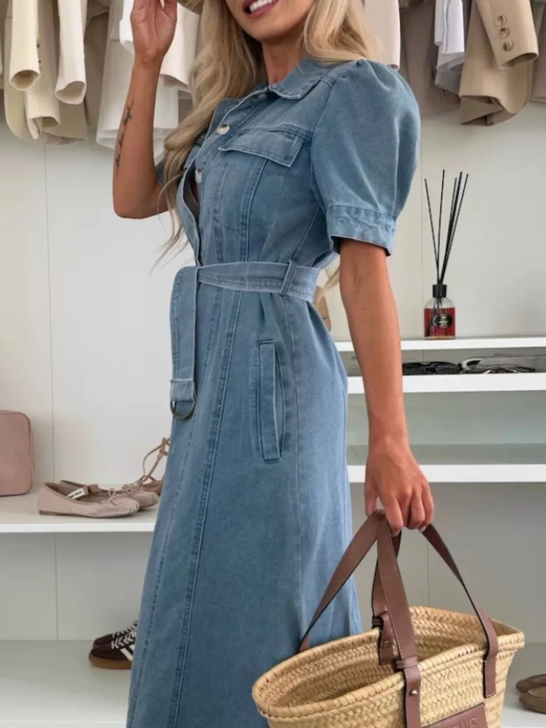 Sienna | Maxi Denim Dress with sleeves
