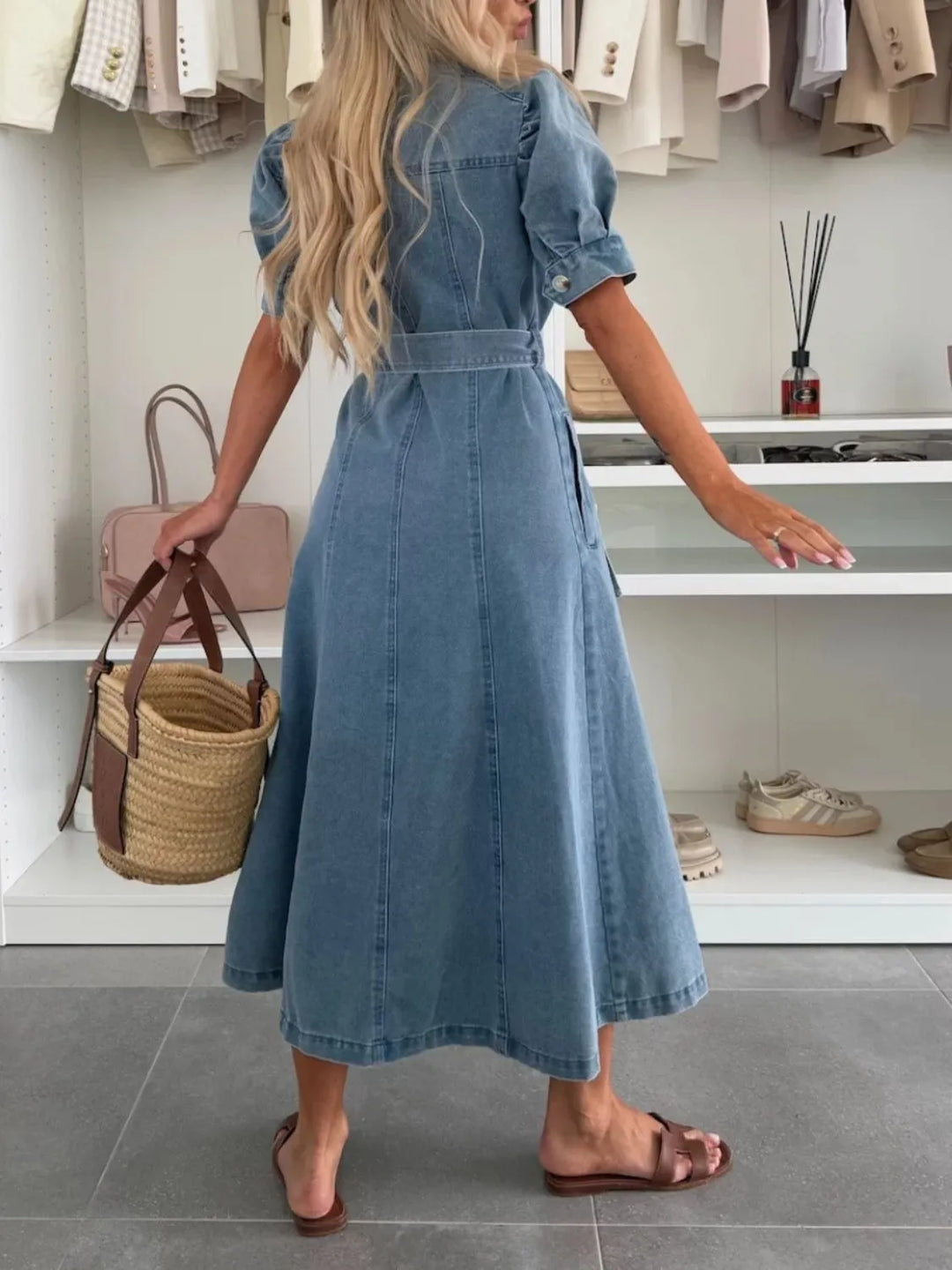 Sienna | Maxi Denim Dress with sleeves