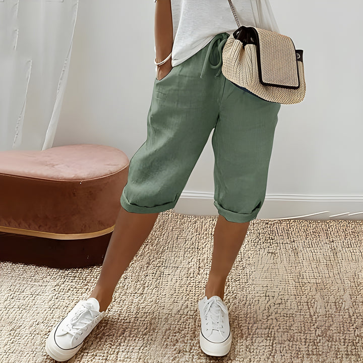 Mila | Chic breathable linen shorts blue