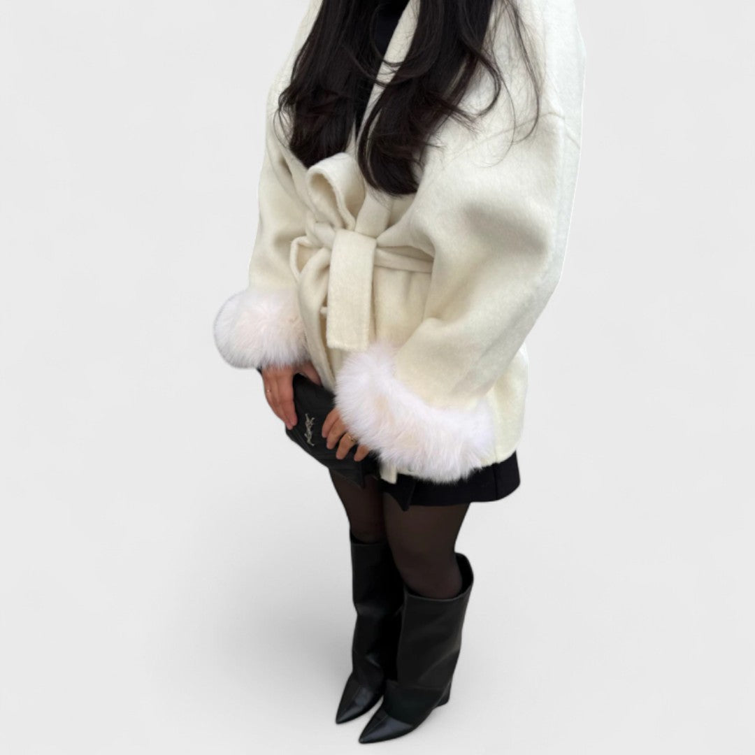 Tessa – Elegant Coat with Faux Fur Details