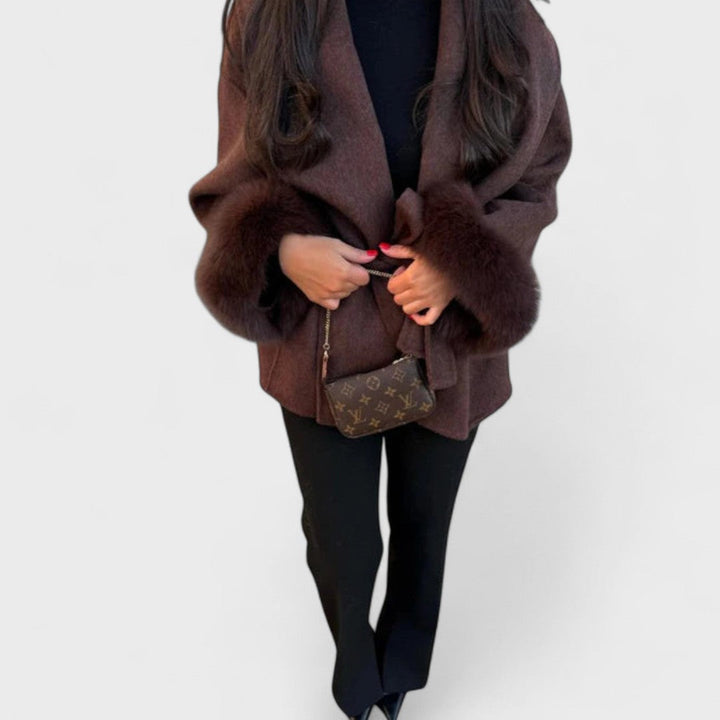 Tessa – Elegant Coat with Faux Fur Details