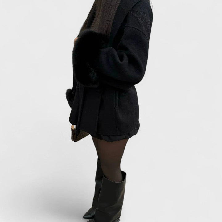 Tessa – Elegant Coat with Faux Fur Details