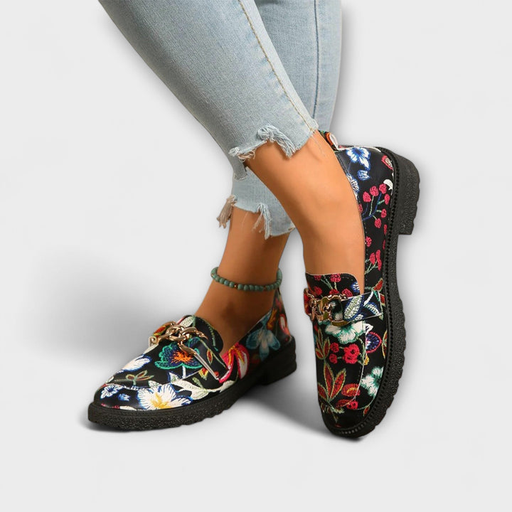 Orla – Multicolored Loafers with Flower Pattern