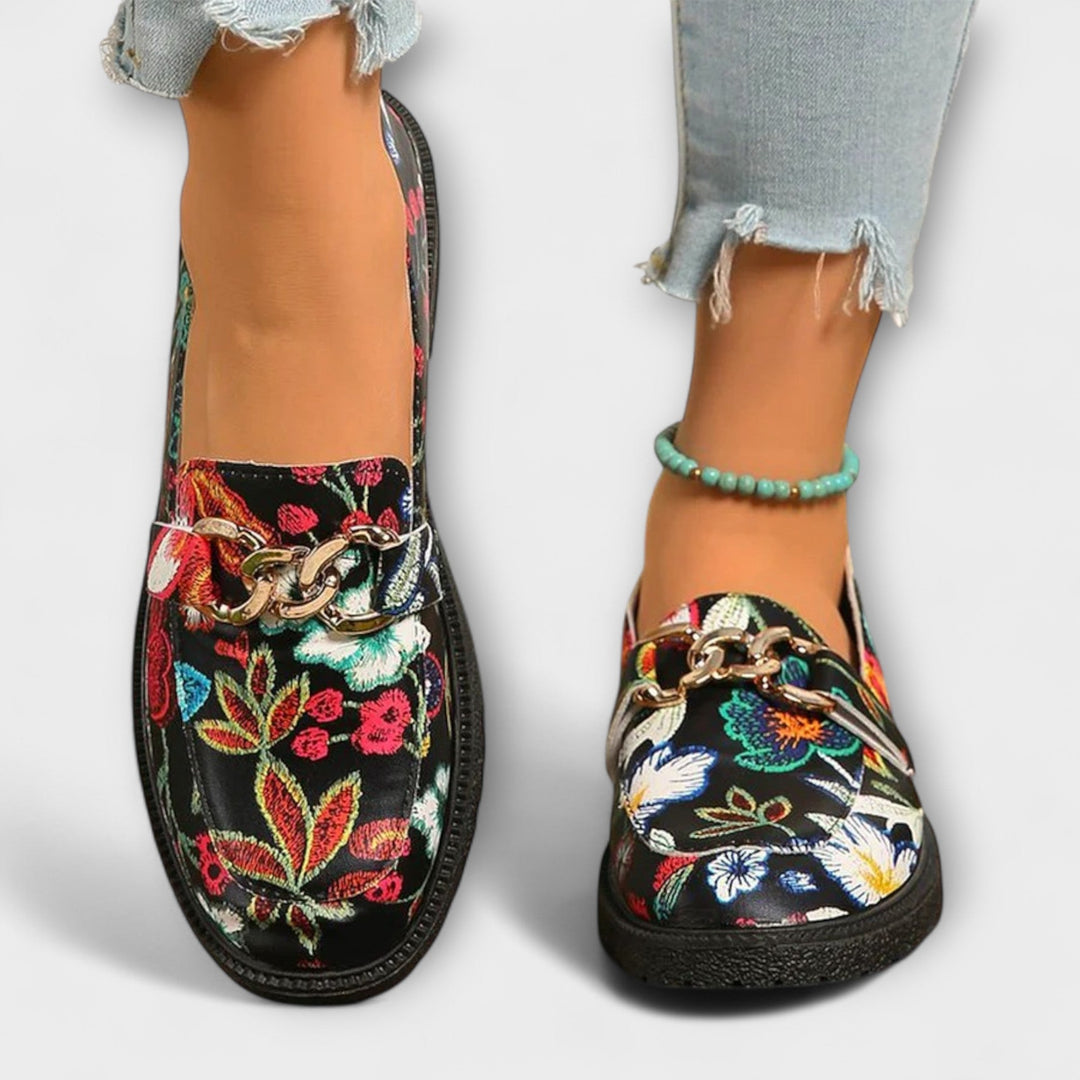 Orla – Multicolored Loafers with Flower Pattern