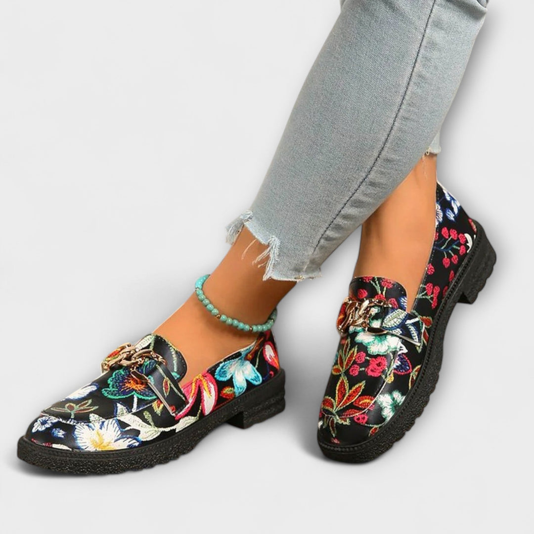 Orla – Multicolored Loafers with Flower Pattern