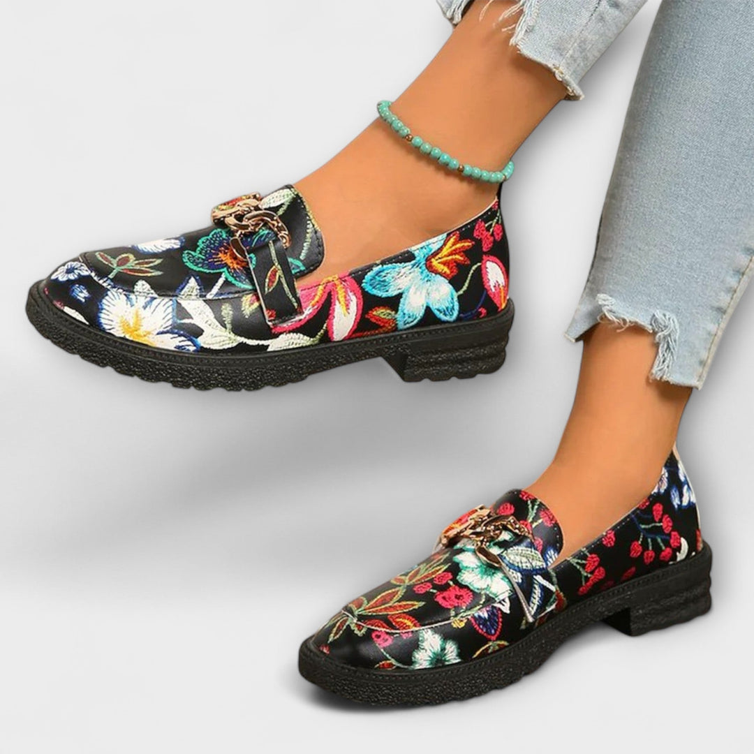 Orla – Multicolored Loafers with Flower Pattern