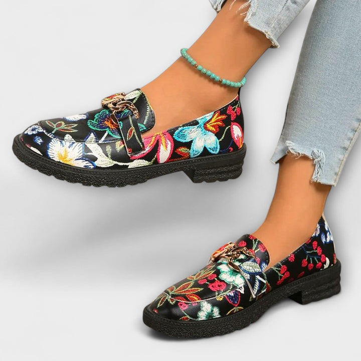 Orla – Multicolored Loafers with Flower Pattern