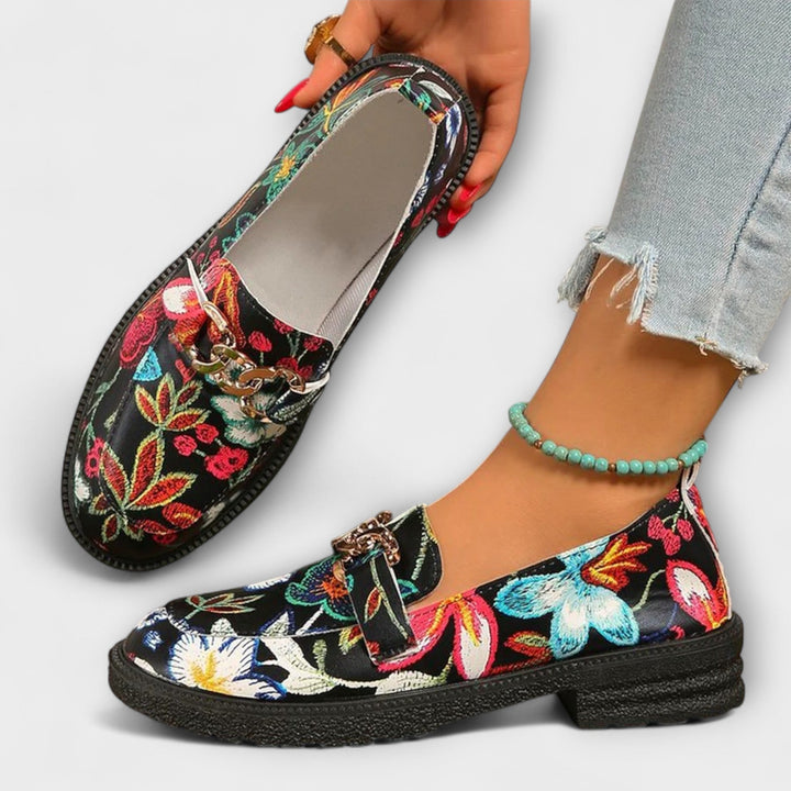 Orla – Multicolored Loafers with Flower Pattern