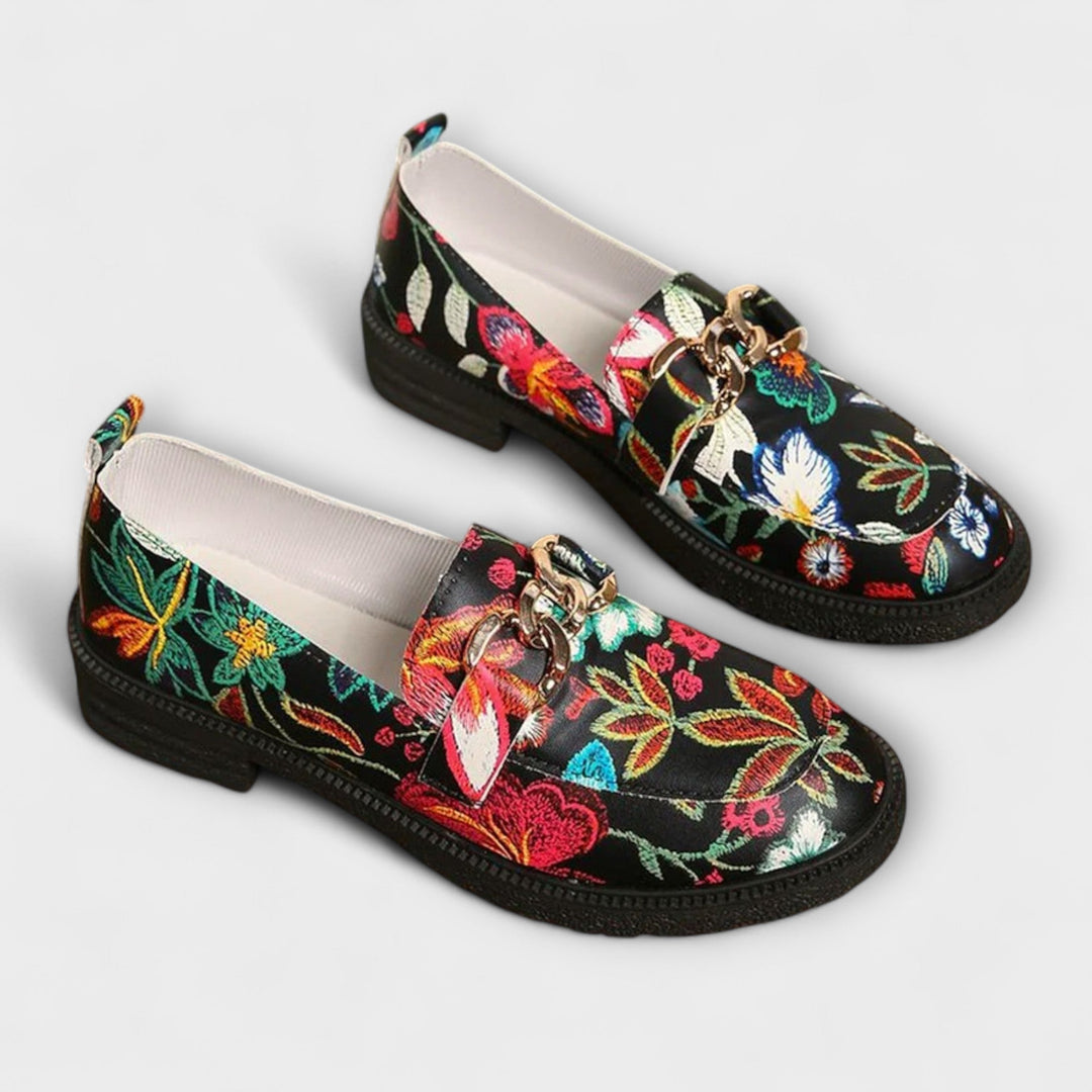 Orla – Multicolored Loafers with Flower Pattern